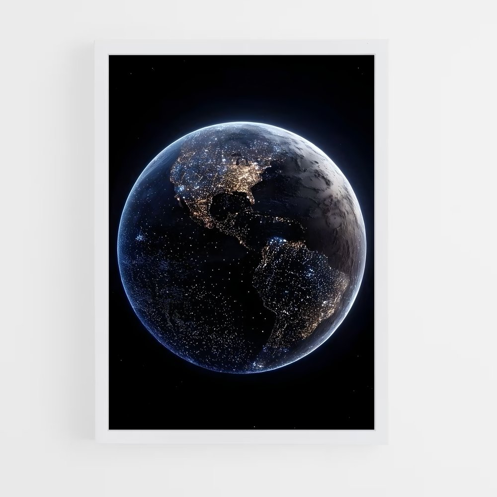 Poster Terre Nocturne – affiche Système solaire (vue 3)